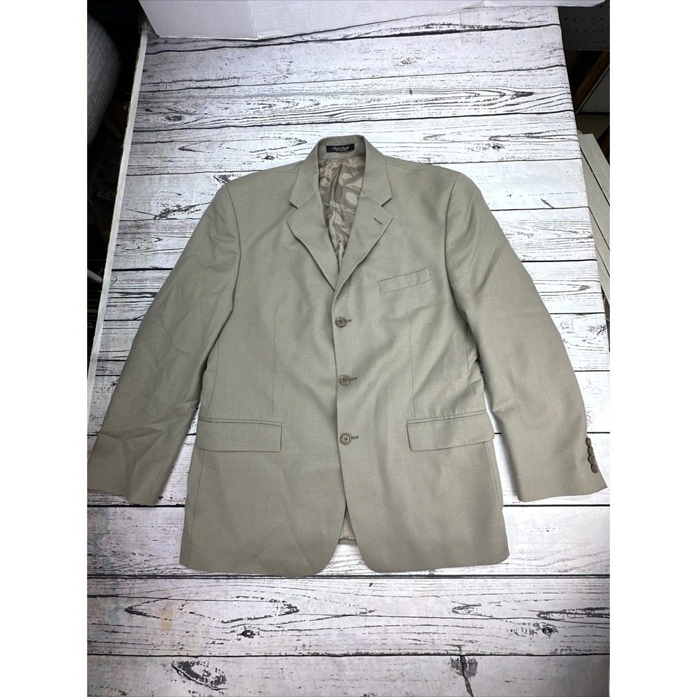 Franco Tassi Mens Tan 3 Button Blazer‎ Sport Coat Jacket Size 46R Made in Canada